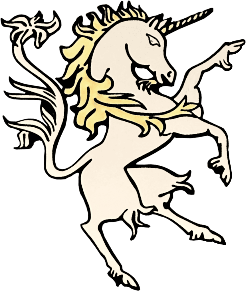 Stately unicorn from Dr. Feely's coat of arms